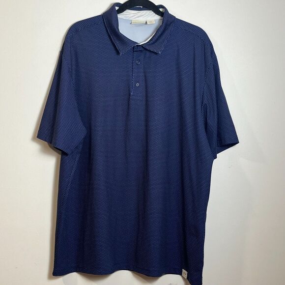 Rorie Whelan Golf Polo Shirt 2XL XXL Navy Polka Dot Soft Stretch Lightweight Top - Picture 2 of 6